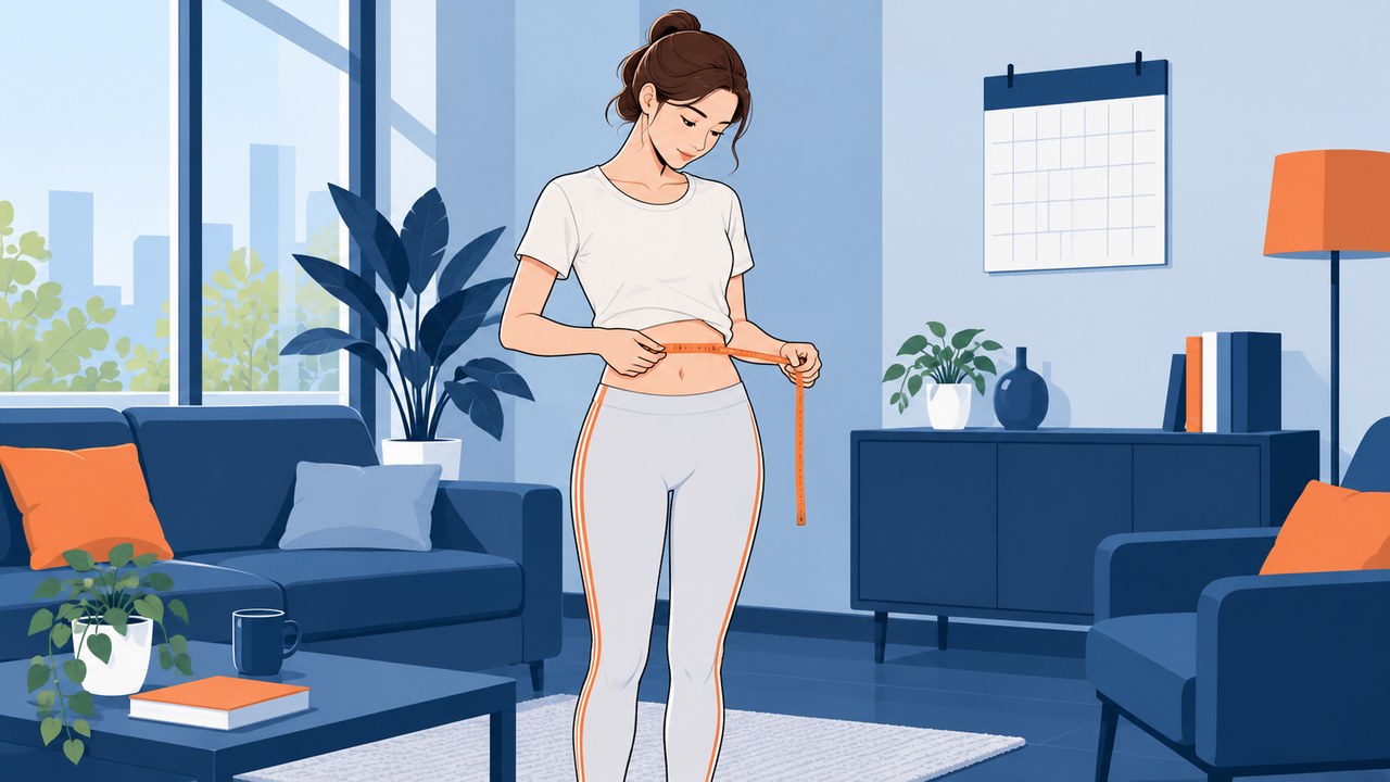 メジャーでウエストを測る女性のイラスト